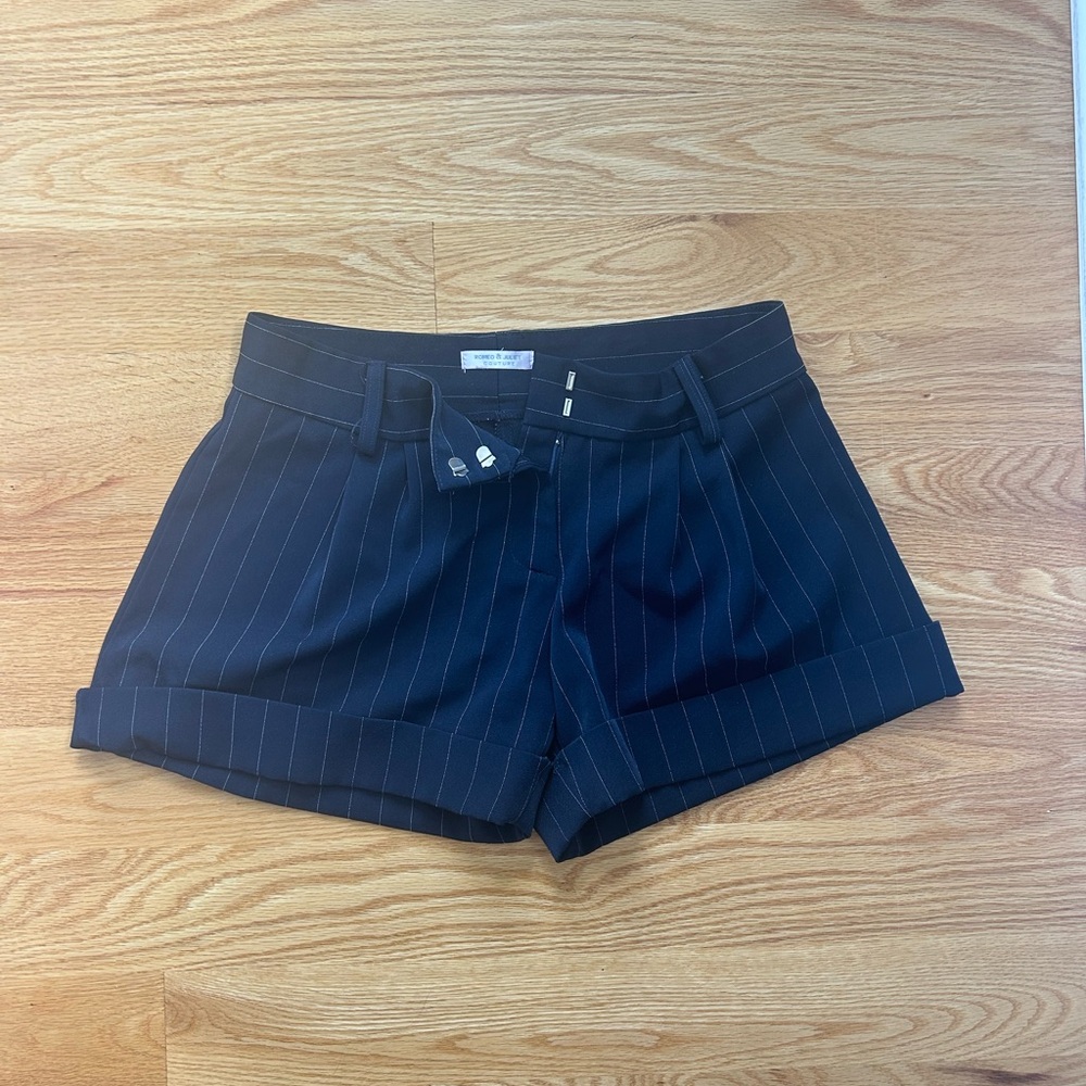 Romeo & Juliet Couture Navy Pinstripe Micro Shorts